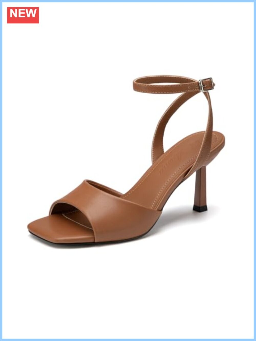Women's Square Open Toe Stiletto Heels PU 2.95" Ankle Strap